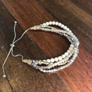 Stacked 4 layer bracelet adjustable